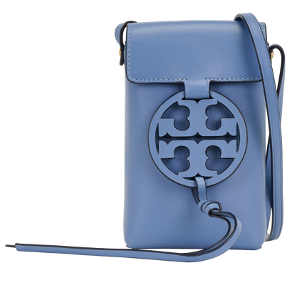 Tory Burch Miller Phone Holder, &pound;110, Accessories, Blue, Leather, Front view